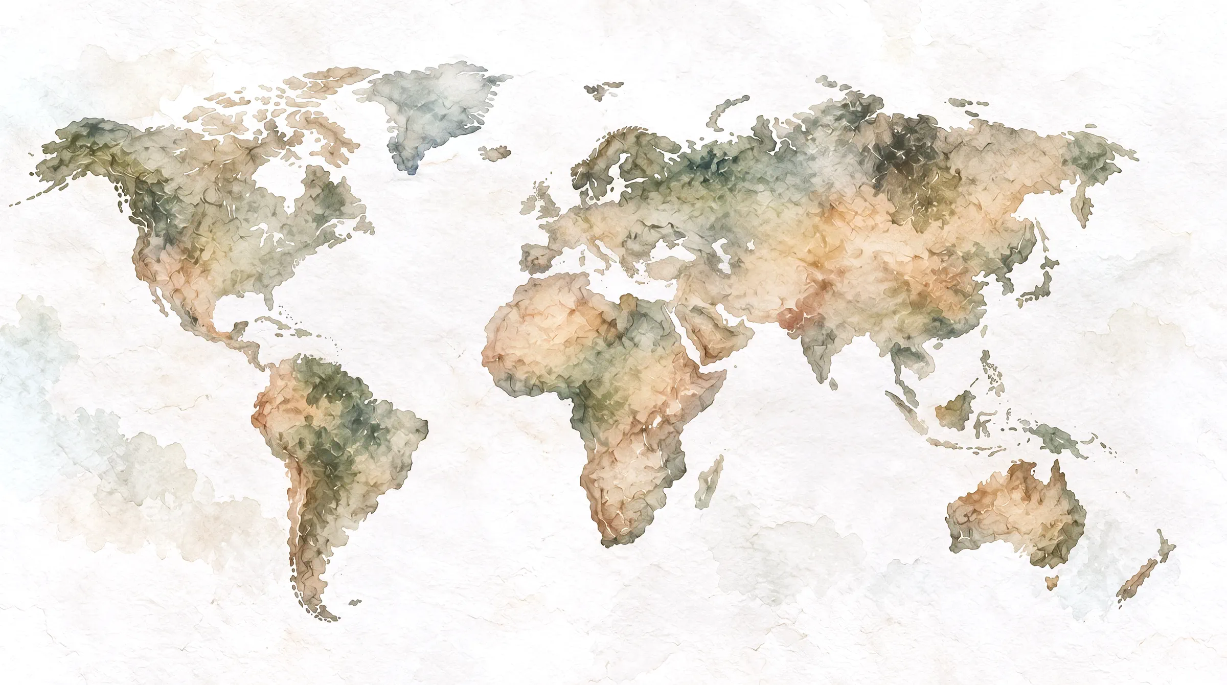 Hand-painted world map with the places where Oskabya has collaborated with other musicians